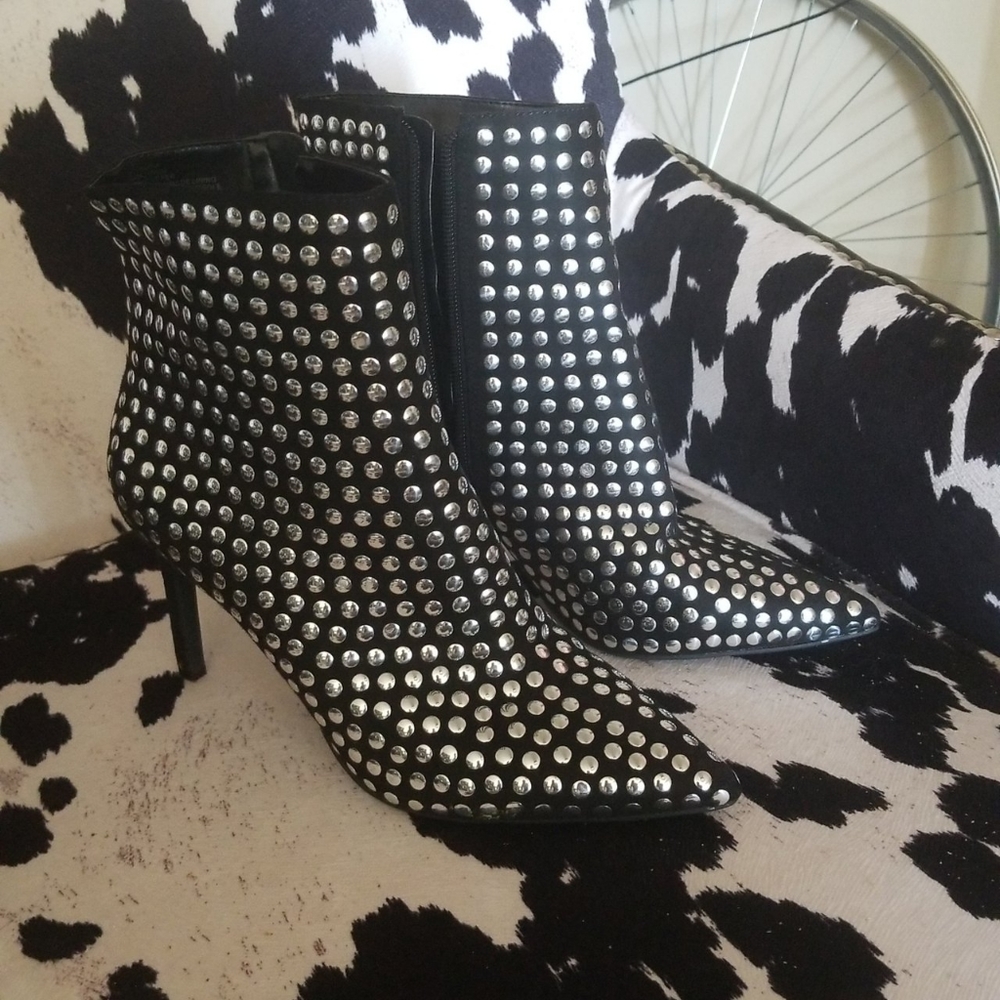 Black stud ankle boots